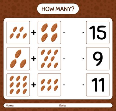 Taro köküyle kaç tane sayma oyunu var? Anaokulu çocukları için çalışma listesi, aktivite listesi, yazdırılabilir çalışma tablosu