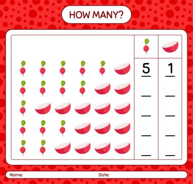 Turpla kaç tane sayma oyunu var? Anaokulu çocukları için çalışma listesi, aktivite listesi, yazdırılabilir çalışma tablosu