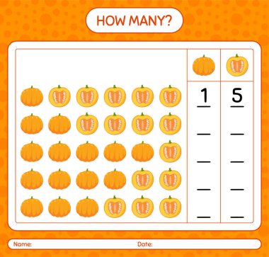 Balkabağıyla kaç tane sayma oyunu var? Anaokulu çocukları için çalışma listesi, aktivite listesi, yazdırılabilir çalışma tablosu