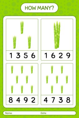 Kuşkonmazla kaç tane sayma oyunu. Anaokulu çocukları için çalışma listesi, aktivite listesi, yazdırılabilir çalışma tablosu