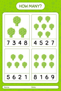 Enginarlı kaç tane sayma oyunu var? Anaokulu çocukları için çalışma listesi, aktivite listesi, yazdırılabilir çalışma tablosu