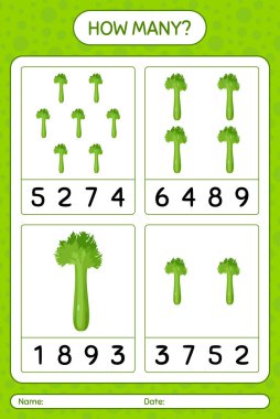 Kerevizli kaç tane sayma oyunu. Anaokulu çocukları için çalışma listesi, aktivite listesi, yazdırılabilir çalışma tablosu