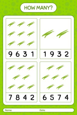 Yeşil fasulyeyle kaç tane sayma oyunu var? Anaokulu çocukları için çalışma listesi, aktivite listesi, yazdırılabilir çalışma tablosu