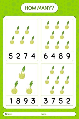 Kohlrabi ile kaç tane sayma oyunu var? Anaokulu çocukları için çalışma listesi, aktivite listesi, yazdırılabilir çalışma tablosu