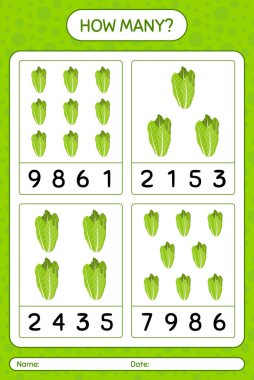 Kaç tane marullu sayma oyunu. Anaokulu çocukları için çalışma listesi, aktivite listesi, yazdırılabilir çalışma tablosu