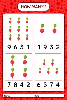 Turpla kaç tane sayma oyunu var? Anaokulu çocukları için çalışma listesi, aktivite listesi, yazdırılabilir çalışma tablosu