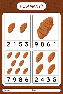 Taro köküyle kaç tane sayma oyunu var? Anaokulu çocukları için çalışma listesi, aktivite listesi, yazdırılabilir çalışma tablosu