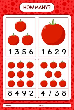 Domatesle kaç tane sayma oyunu var? Anaokulu çocukları için çalışma listesi, aktivite listesi, yazdırılabilir çalışma tablosu