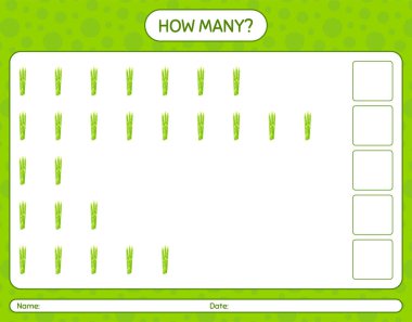Kuşkonmazla kaç tane sayma oyunu. Anaokulu çocukları için çalışma listesi, aktivite listesi, yazdırılabilir çalışma tablosu