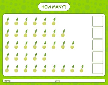 Kohlrabi ile kaç tane sayma oyunu var? Anaokulu çocukları için çalışma listesi, aktivite listesi, yazdırılabilir çalışma tablosu