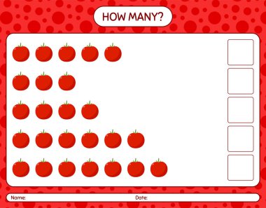 Domatesle kaç tane sayma oyunu var? Anaokulu çocukları için çalışma listesi, aktivite listesi, yazdırılabilir çalışma tablosu