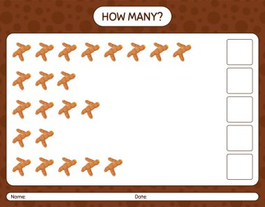 Zerdeçal ile kaç tane sayma oyunu. Anaokulu çocukları için çalışma listesi, aktivite listesi, yazdırılabilir çalışma tablosu
