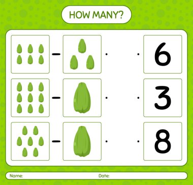 Chayote ile kaç tane sayma oyunu. Anaokulu çocukları için çalışma listesi, aktivite listesi, yazdırılabilir çalışma tablosu