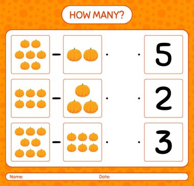 Balkabağıyla kaç tane sayma oyunu var? Anaokulu çocukları için çalışma listesi, aktivite listesi, yazdırılabilir çalışma tablosu