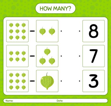 Domatesli kaç tane sayma oyunu. Anaokulu çocukları için çalışma listesi, aktivite listesi, yazdırılabilir çalışma tablosu