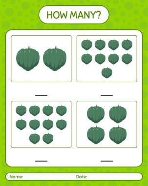 Palamut kabağıyla kaç tane sayma oyunu. Anaokulu çocukları için çalışma listesi, aktivite listesi, yazdırılabilir çalışma tablosu