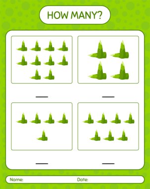 Bambu filizi ile kaç tane sayma oyunu. Anaokulu çocukları için çalışma listesi, aktivite listesi, yazdırılabilir çalışma tablosu