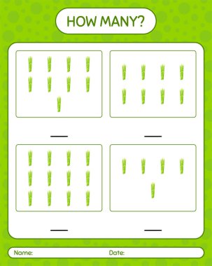 Kuşkonmazla kaç tane sayma oyunu. Anaokulu çocukları için çalışma listesi, aktivite listesi, yazdırılabilir çalışma tablosu