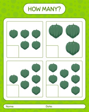 Palamut kabağıyla kaç tane sayma oyunu. Anaokulu çocukları için çalışma listesi, aktivite listesi, yazdırılabilir çalışma tablosu