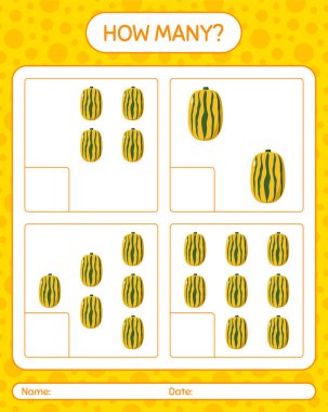 Hassas squash ile kaç tane sayma oyunu. Anaokulu çocukları için çalışma listesi, aktivite listesi, yazdırılabilir çalışma tablosu