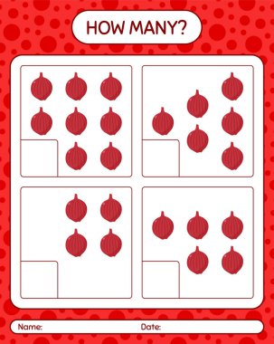 Kaç tane soğanlı sayma oyunu. Anaokulu çocukları için çalışma listesi, aktivite listesi, yazdırılabilir çalışma tablosu