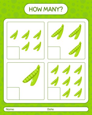 Bezelyelerle kaç tane sayma oyunu. Anaokulu çocukları için çalışma listesi, aktivite listesi, yazdırılabilir çalışma tablosu