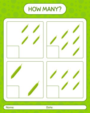 Petai ile kaç tane sayma oyunu. Anaokulu çocukları için çalışma listesi, aktivite listesi, yazdırılabilir çalışma tablosu