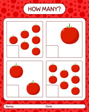 Domatesle kaç tane sayma oyunu var? Anaokulu çocukları için çalışma listesi, aktivite listesi, yazdırılabilir çalışma tablosu