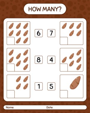 Yer elması köklü kaç tane sayma oyunu var? Anaokulu çocukları için çalışma listesi, aktivite listesi, yazdırılabilir çalışma tablosu