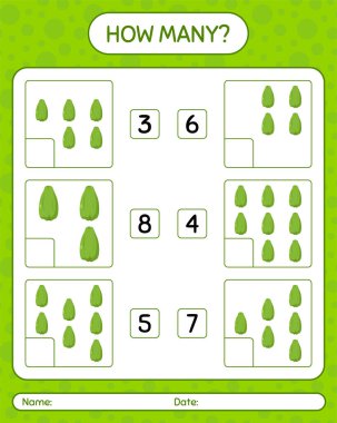 Chayote ile kaç tane sayma oyunu. Anaokulu çocukları için çalışma listesi, aktivite listesi, yazdırılabilir çalışma tablosu