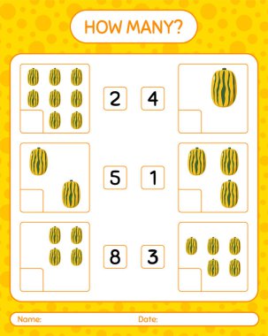 Hassas squash ile kaç tane sayma oyunu. Anaokulu çocukları için çalışma listesi, aktivite listesi, yazdırılabilir çalışma tablosu