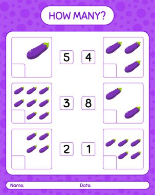 Patlıcanla kaç tane sayma oyunu. Anaokulu çocukları için çalışma listesi, aktivite listesi, yazdırılabilir çalışma tablosu