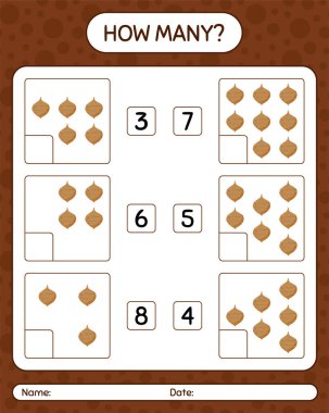 Jicama 'yla kaç tane sayma oyunu var? Anaokulu çocukları için çalışma listesi, aktivite listesi, yazdırılabilir çalışma tablosu