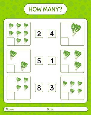 Komatsuna ile kaç tane sayma oyunu var? Anaokulu çocukları için çalışma listesi, aktivite listesi, yazdırılabilir çalışma tablosu