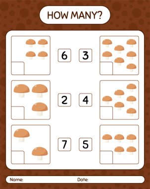 Mantarlı kaç tane sayma oyunu var? Anaokulu çocukları için çalışma listesi, aktivite listesi, yazdırılabilir çalışma tablosu