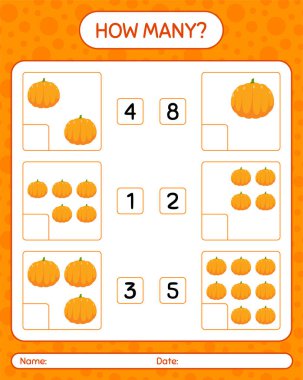 Balkabağıyla kaç tane sayma oyunu var? Anaokulu çocukları için çalışma listesi, aktivite listesi, yazdırılabilir çalışma tablosu