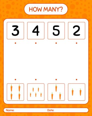 Havuçla kaç tane sayma oyunu var? Anaokulu çocukları için çalışma listesi, aktivite listesi, yazdırılabilir çalışma tablosu