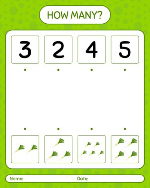 Pırasalı kaç tane sayma oyunu var? Anaokulu çocukları için çalışma listesi, aktivite listesi, yazdırılabilir çalışma tablosu