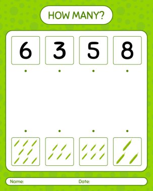 Petai ile kaç tane sayma oyunu. Anaokulu çocukları için çalışma listesi, aktivite listesi, yazdırılabilir çalışma tablosu