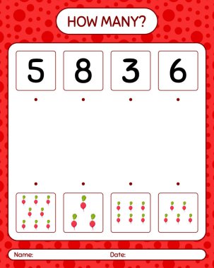 Turpla kaç tane sayma oyunu var? Anaokulu çocukları için çalışma listesi, aktivite listesi, yazdırılabilir çalışma tablosu