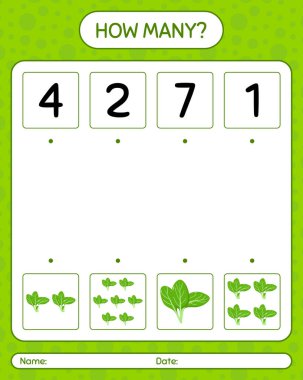 Ispanakla kaç tane sayma oyunu var? Anaokulu çocukları için çalışma listesi, aktivite listesi, yazdırılabilir çalışma tablosu