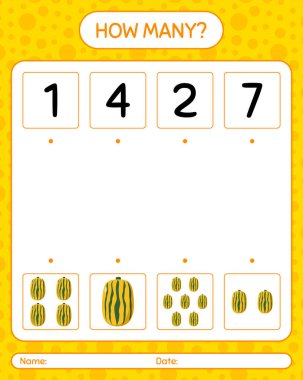 Hassas squash ile kaç tane sayma oyunu. Anaokulu çocukları için çalışma listesi, aktivite listesi, yazdırılabilir çalışma tablosu