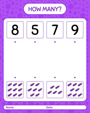 Patlıcanla kaç tane sayma oyunu. Anaokulu çocukları için çalışma listesi, aktivite listesi, yazdırılabilir çalışma tablosu