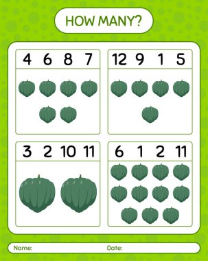 Palamut kabağıyla kaç tane sayma oyunu. Anaokulu çocukları için çalışma listesi, aktivite listesi, yazdırılabilir çalışma tablosu