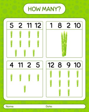 Kuşkonmazla kaç tane sayma oyunu. Anaokulu çocukları için çalışma listesi, aktivite listesi, yazdırılabilir çalışma tablosu