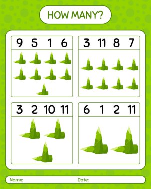 Bambu filizi ile kaç tane sayma oyunu. Anaokulu çocukları için çalışma listesi, aktivite listesi, yazdırılabilir çalışma tablosu