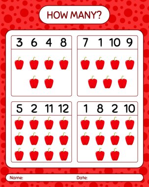 Dolmalık biberle kaç tane sayma oyunu. Anaokulu çocukları için çalışma listesi, aktivite listesi, yazdırılabilir çalışma tablosu