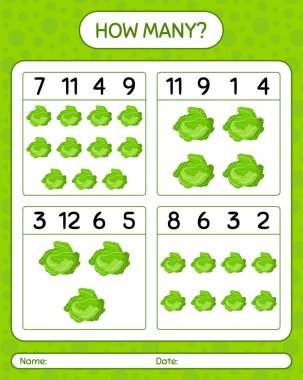 Lahanayla kaç tane sayma oyunu var? Anaokulu çocukları için çalışma listesi, aktivite listesi, yazdırılabilir çalışma tablosu