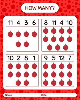 Kaç tane soğanlı sayma oyunu. Anaokulu çocukları için çalışma listesi, aktivite listesi, yazdırılabilir çalışma tablosu