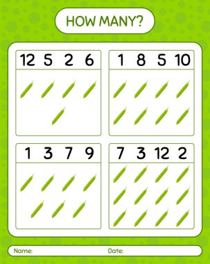 Petai ile kaç tane sayma oyunu. Anaokulu çocukları için çalışma listesi, aktivite listesi, yazdırılabilir çalışma tablosu